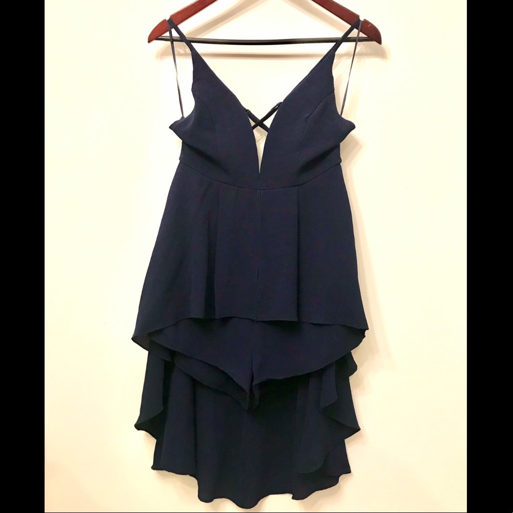 NWT Asymmetrical Navy Romper
